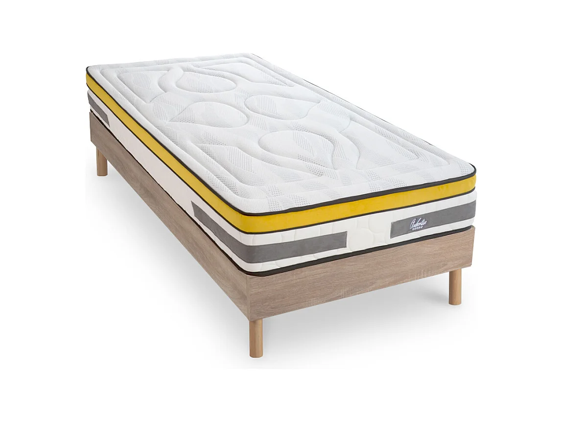 Ensemble Matelas Aubertin Ressorts ensachés Accueil mémoire + sommier kit bois - 90 x190 cm