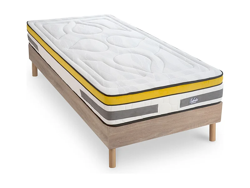 Ensemble Matelas Aubertin Ressorts ensachés Accueil mémoire + sommier kit bois - 90 x190 cm
