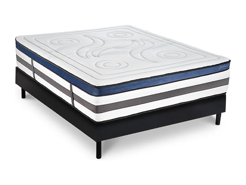 Ensemble Matelas Quintessence Mousse  Accueil Mémoire Cocooning 30cm et sommier bois - 180x200cm