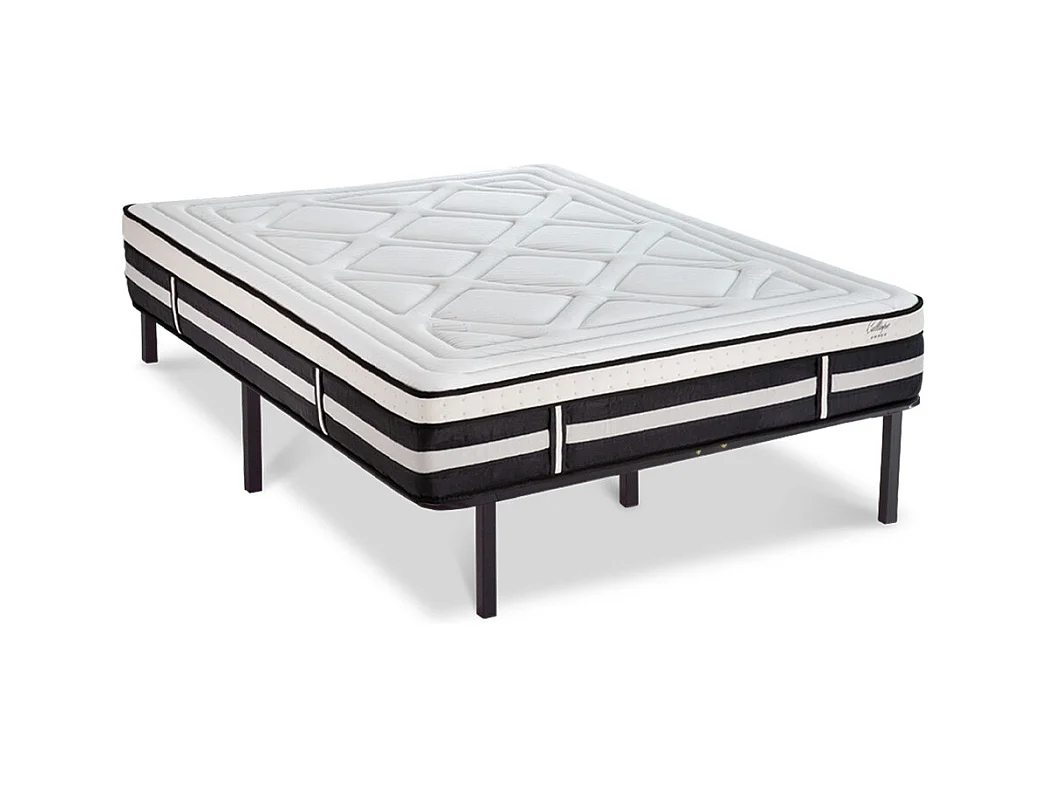 Ensemble Matelas Calliope Mousse  Accueil Mémoire de forme et sommier cadre métal - 90 x200 cm