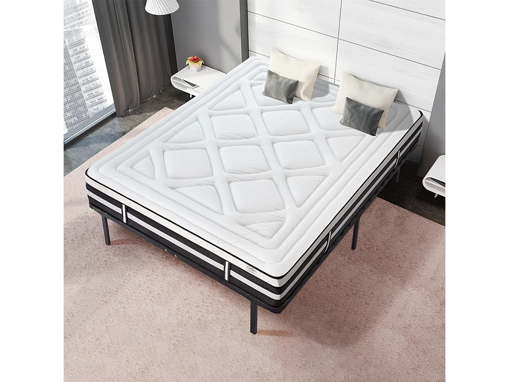 Ensemble Matelas Calliope Mousse  Accueil Mémoire de forme et sommier cadre métal - 90 x200 cm
