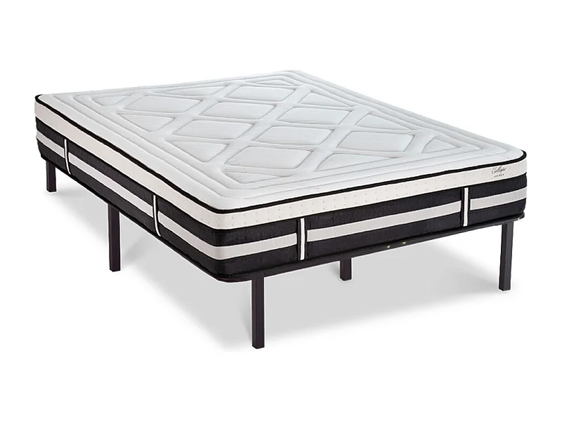 Ensemble Matelas Calliope Mousse  Accueil Mémoire de forme et sommier cadre métal - 90 x200 cm