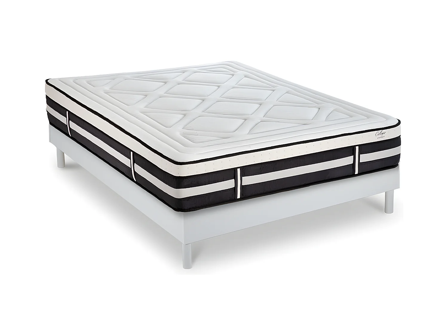 Matelas Calliope Mousse  Accueil Mémoire de forme et sommier kit bois blanc - 160 x 200 cm