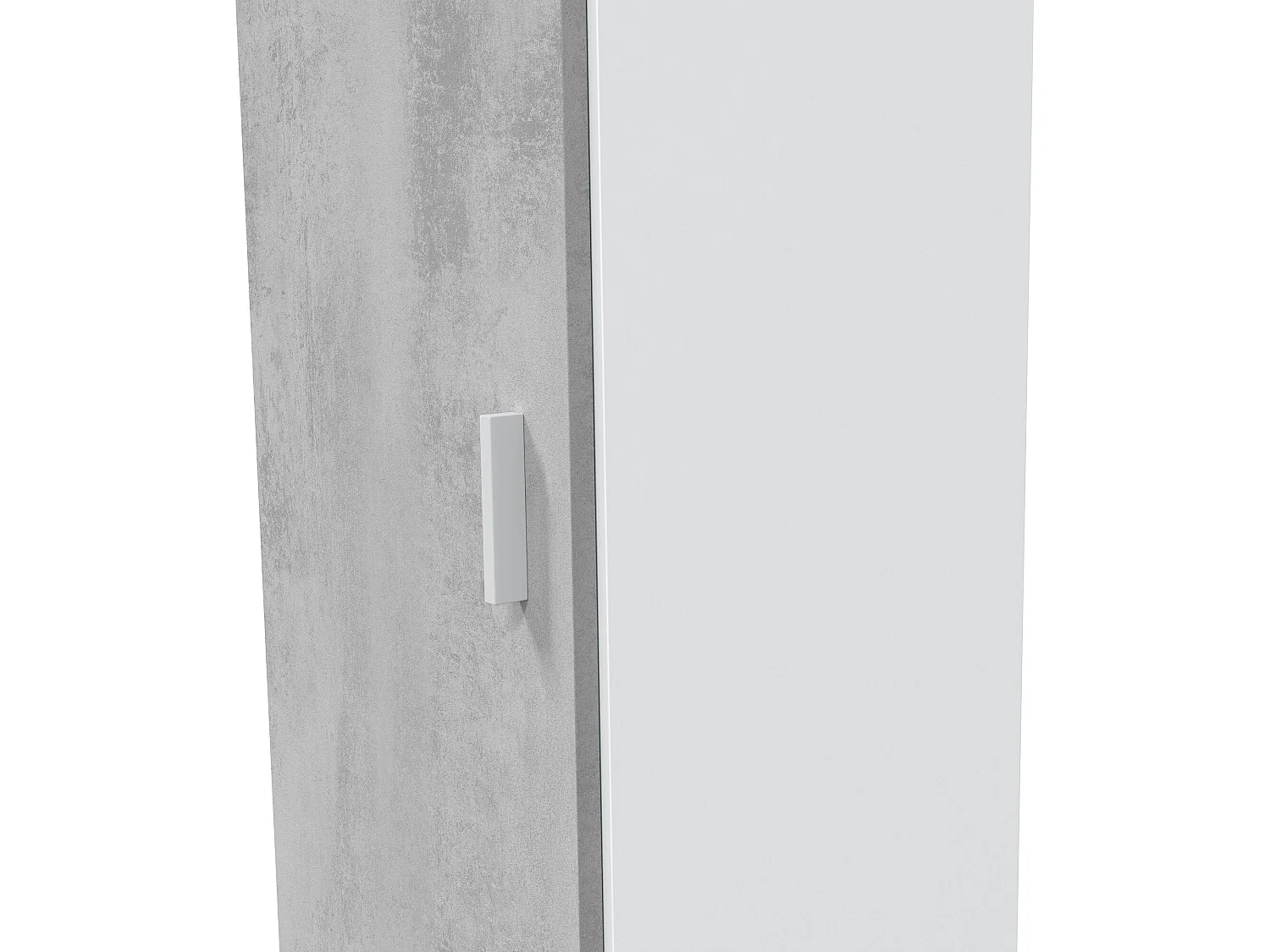 Armoire  meuble de rangement en panneau de particules mélaminé coloris blanc mat et gris ciment - Hauteur 182 x Longueur 41 cm x Profondeur 37 cm