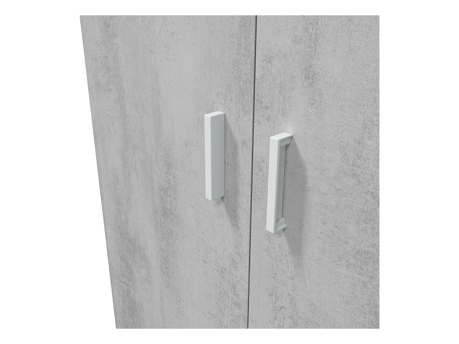 Armoire  meuble de rangement en panneau de particules mélaminé coloris blanc mat et gris ciment - Hauteur 182 x Longueur 80 cm x Profondeur 37 cm