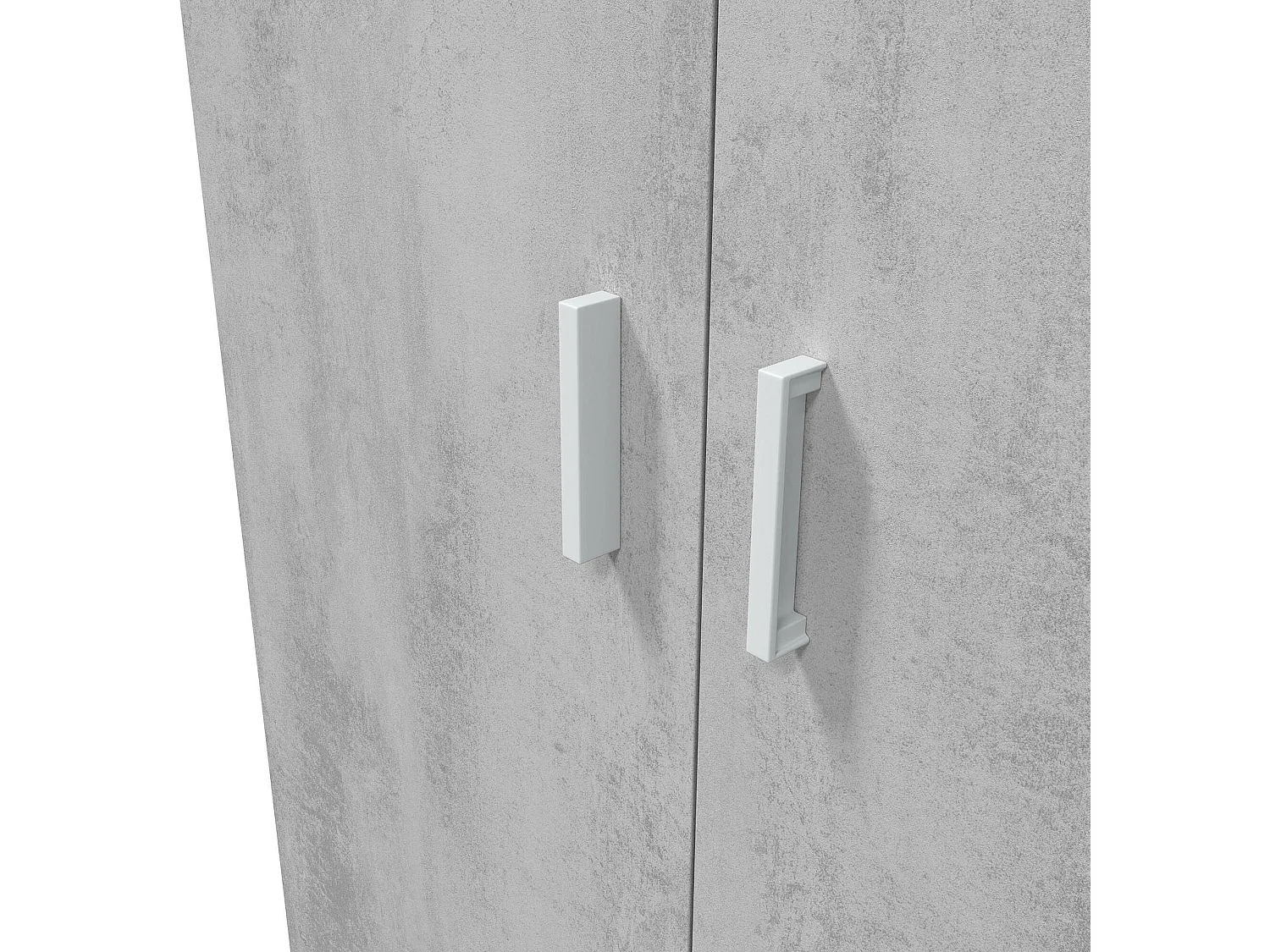 Armoire  meuble de rangement en panneau de particules mélaminé coloris blanc mat et gris ciment - Hauteur 182 x Longueur 80 cm x Profondeur 37 cm