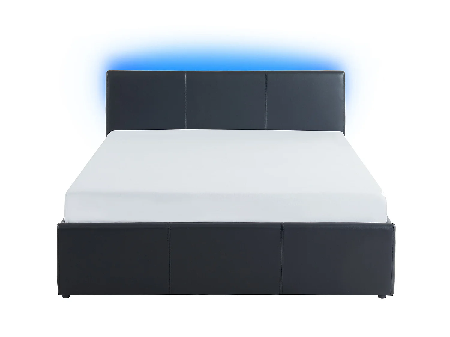 Lit coffre à led ASTRA  simili noir  140x190 sommier inclus