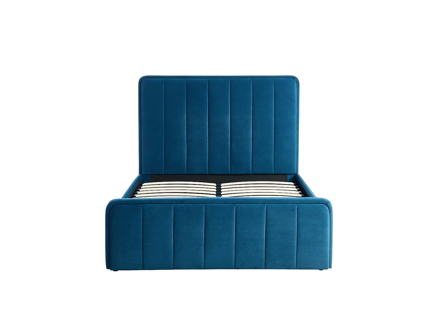 Lit coffre GATSBY velours bleu canard 140x190 sommier inclus