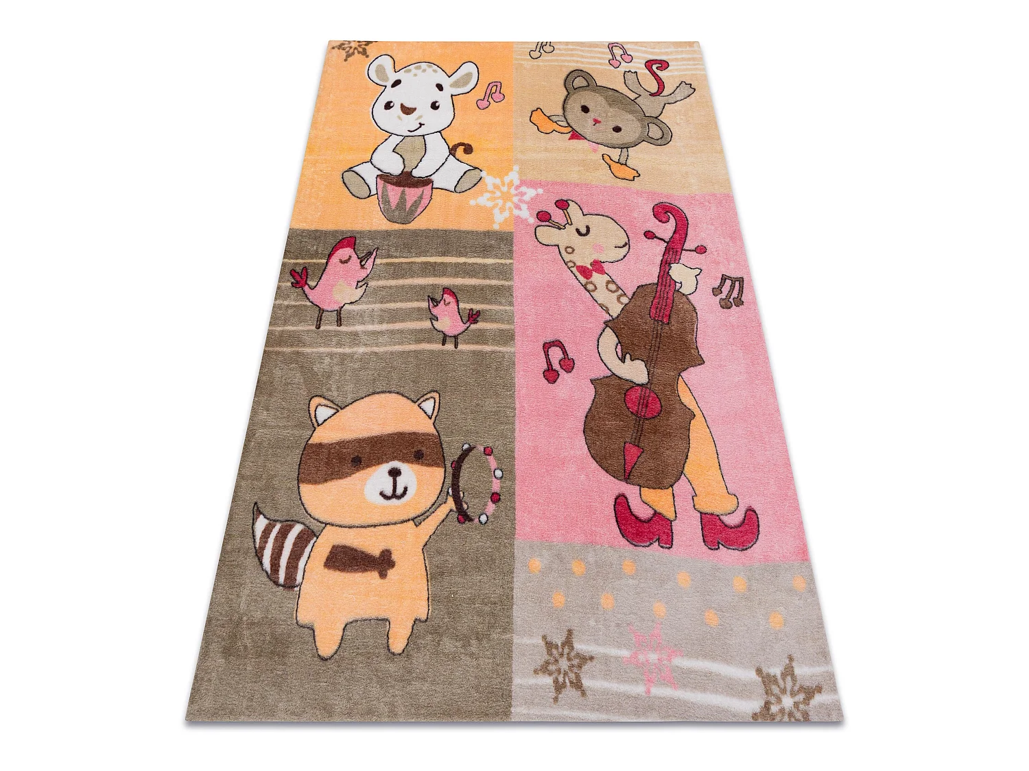 Tapis PLAY animaux la musique G3610-1 rose / orange 120x170 cm