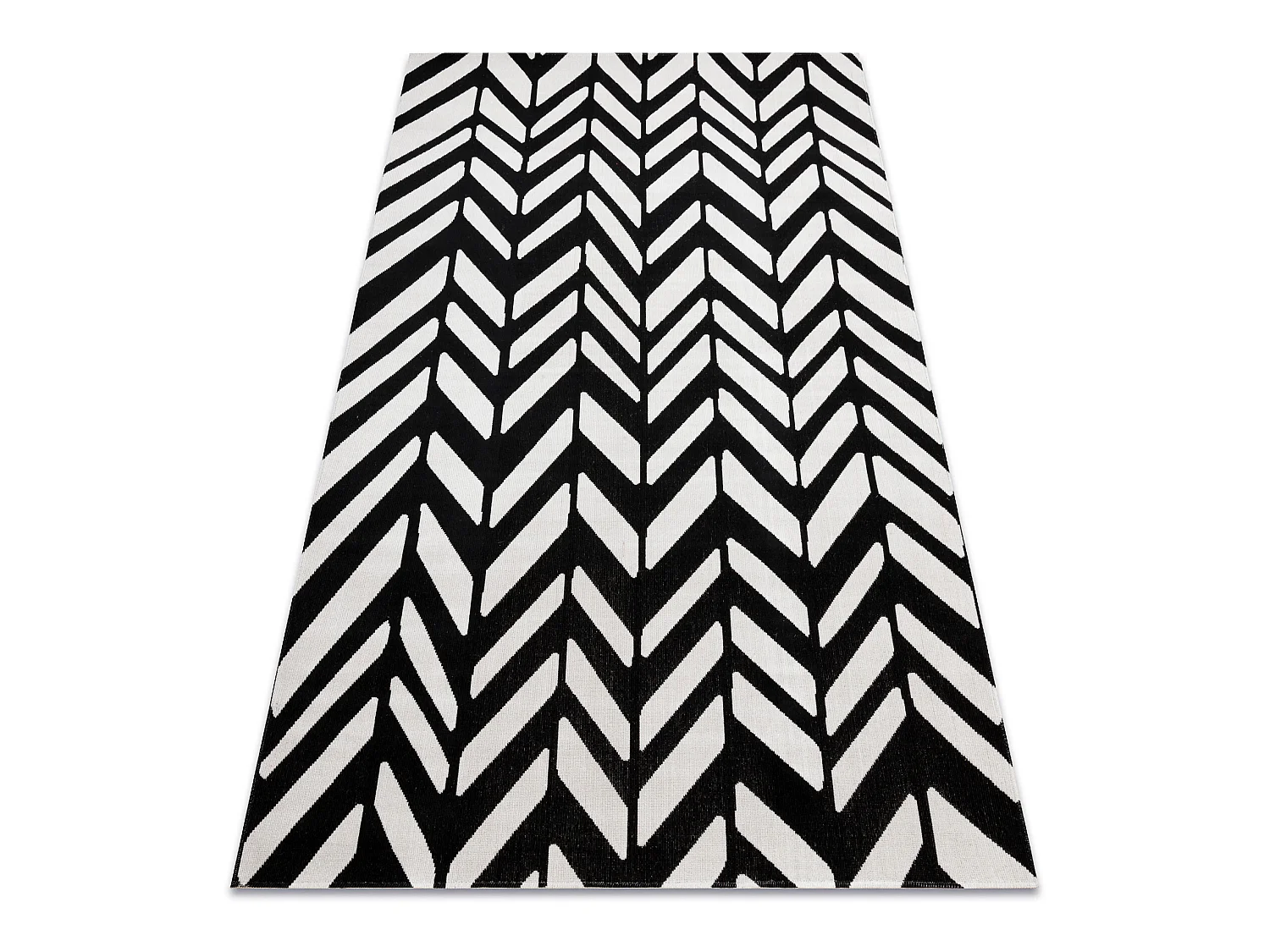 Modern tapijt MUNDO E0571 visgraat outdoor beige / zwart 80x150 cm