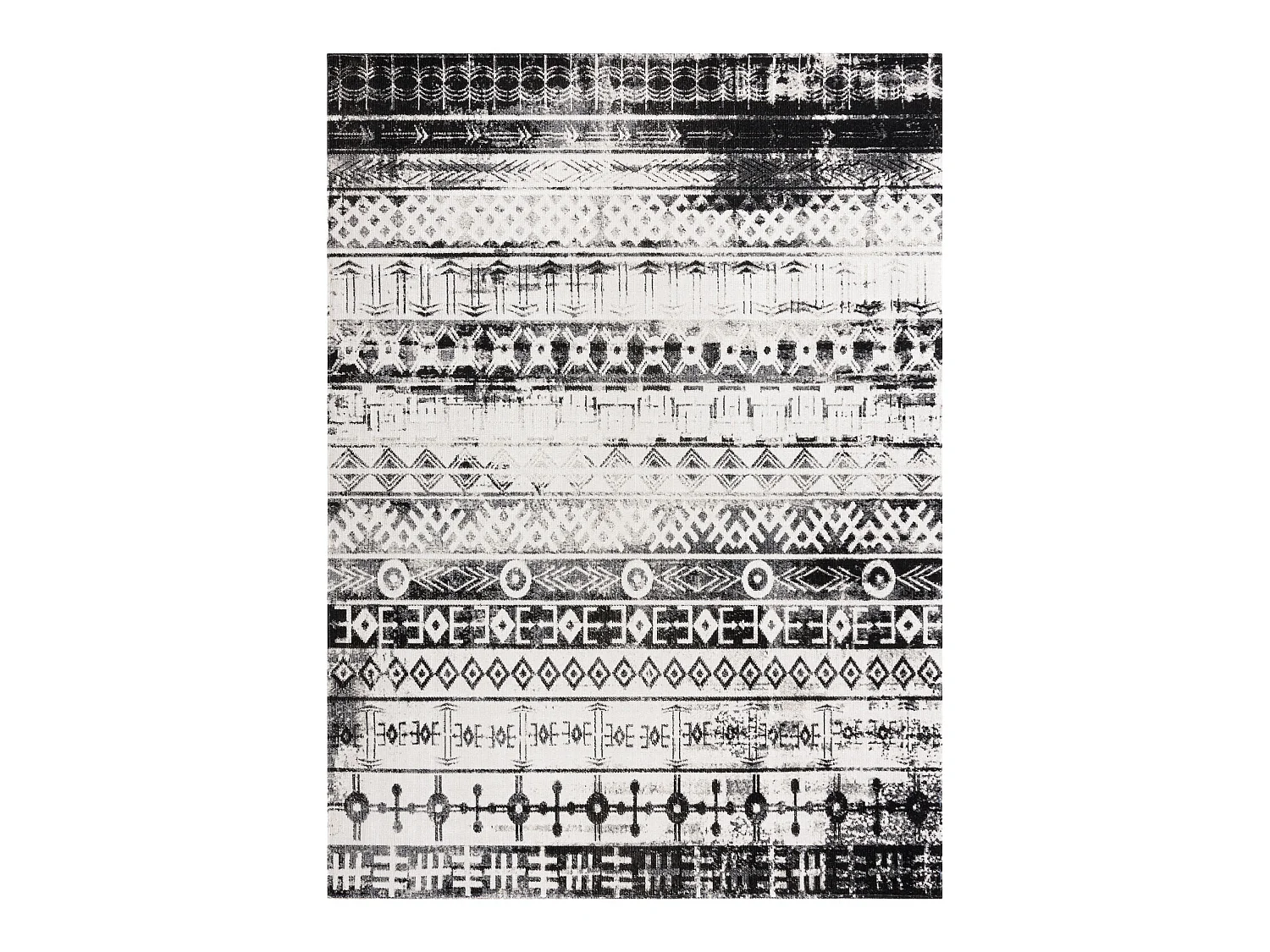 Modern tapijt MUNDO E0592 etnisch outdoor beige / zwart 80x150 cm