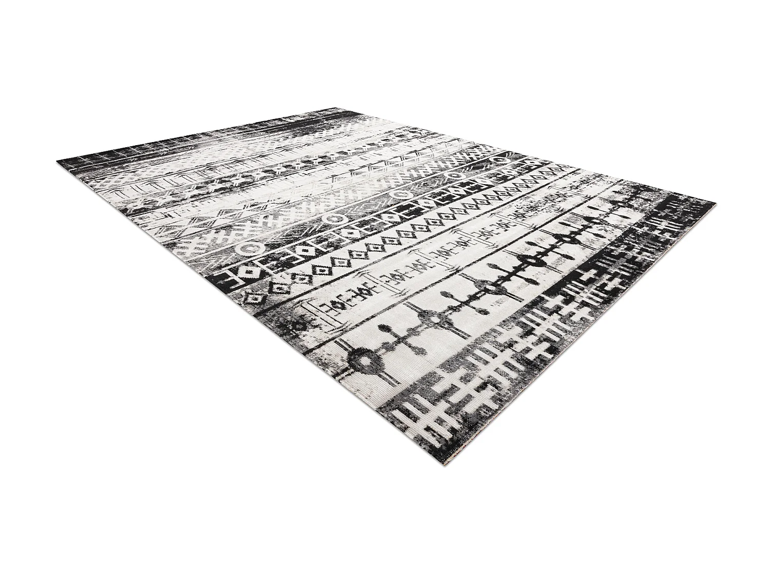 Modern tapijt MUNDO E0592 etnisch outdoor beige / zwart 80x150 cm