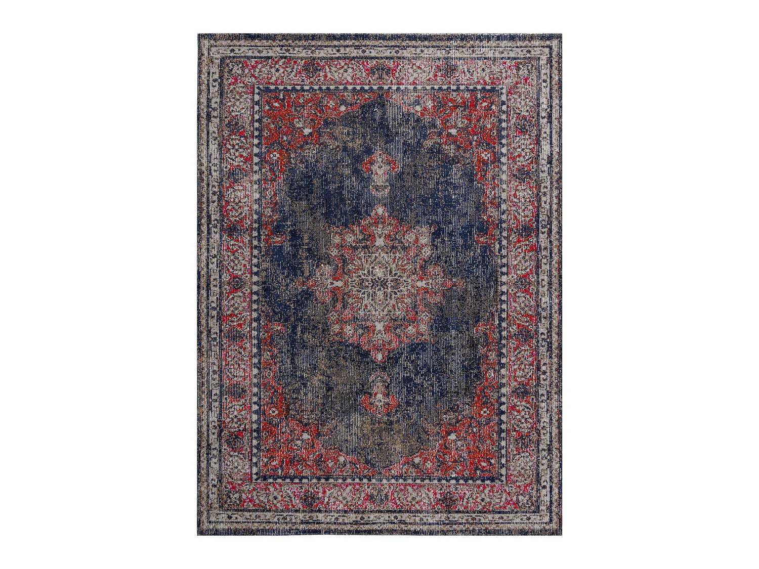 Tapis moderne MUNDO E0551 ornement, cadre vintage extérieur rouge / n 80x250 cm