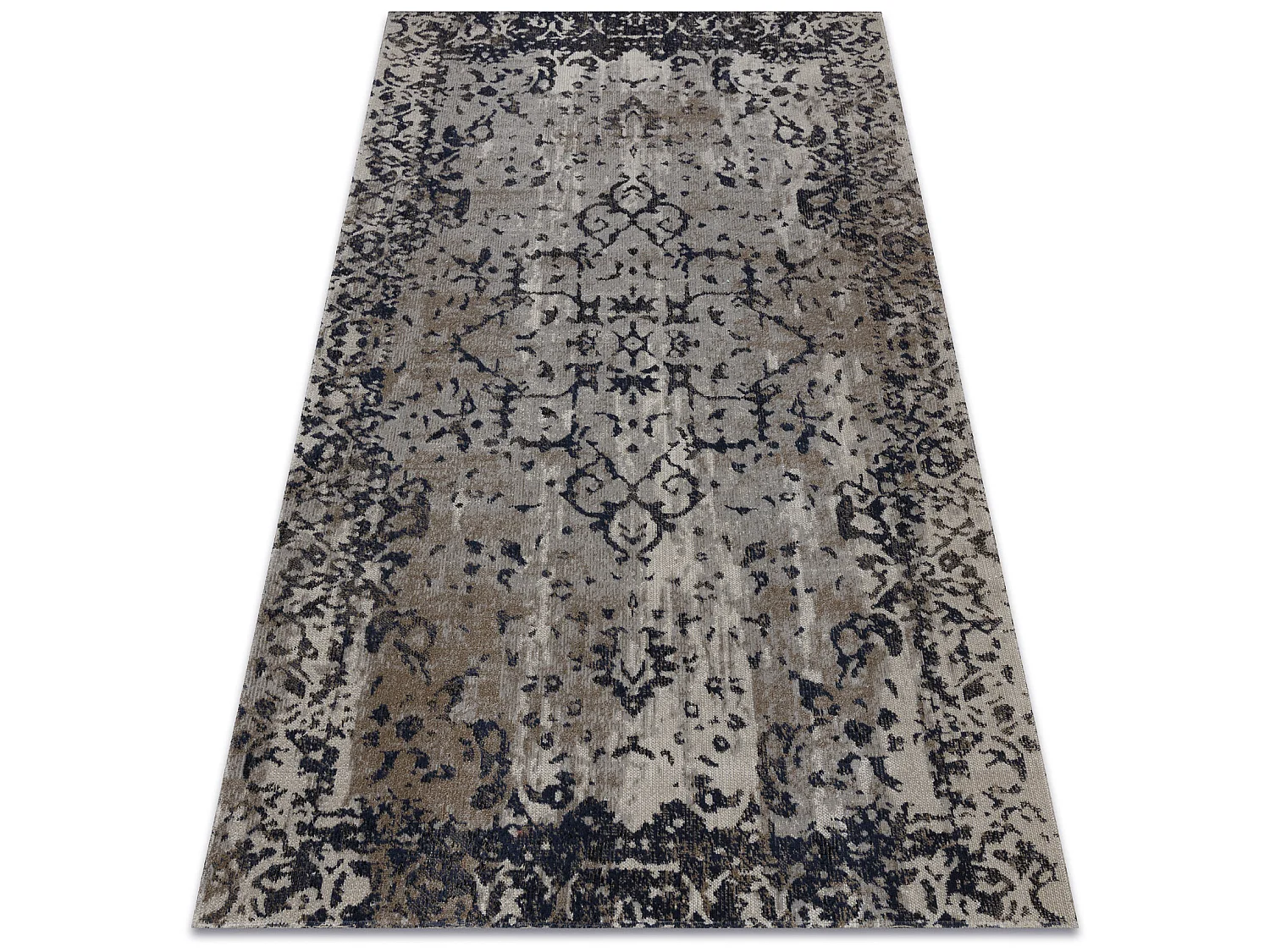 Modern tapijt MUNDO E0681 ornament, kader vintage outdoor beige / zwar 120x170 cm