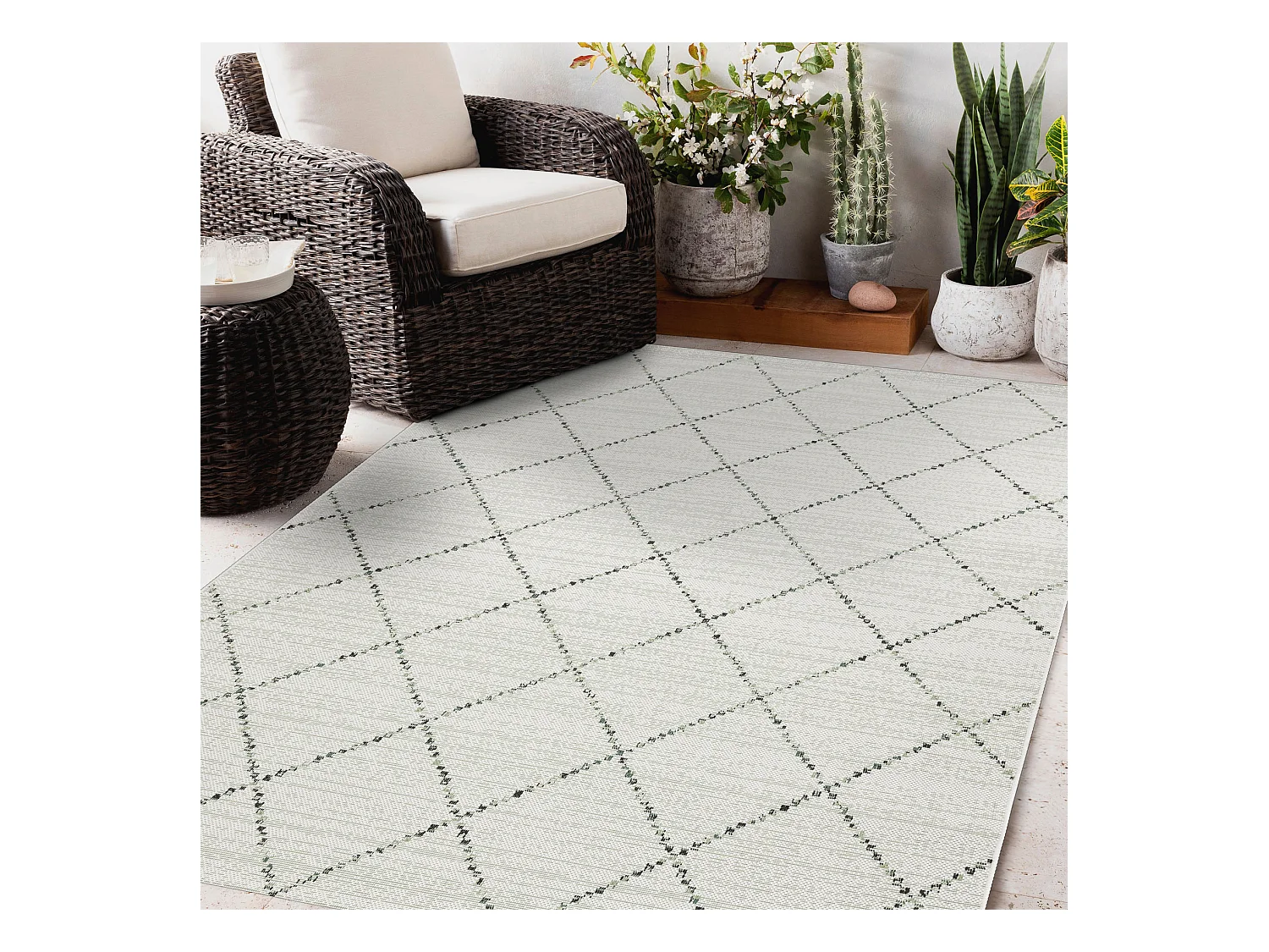 Tapis EN CORDE SIZAL COLOR 19436/062 Losanges Carrés Beige 160x230 cm