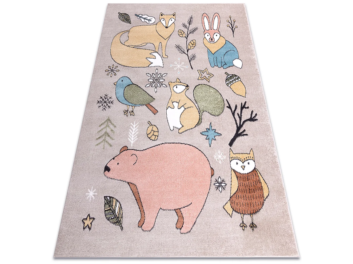 Tapijt FUN Forester voor kinderen, dieren, bos beige 200x290 cm