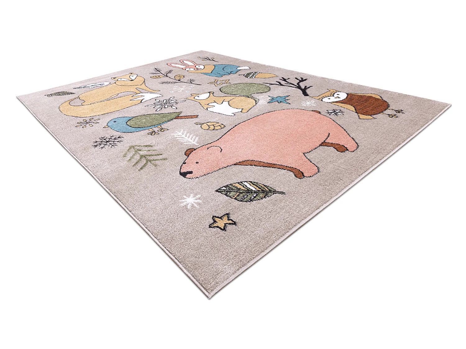 Tapijt FUN Forester voor kinderen, dieren, bos beige 200x290 cm