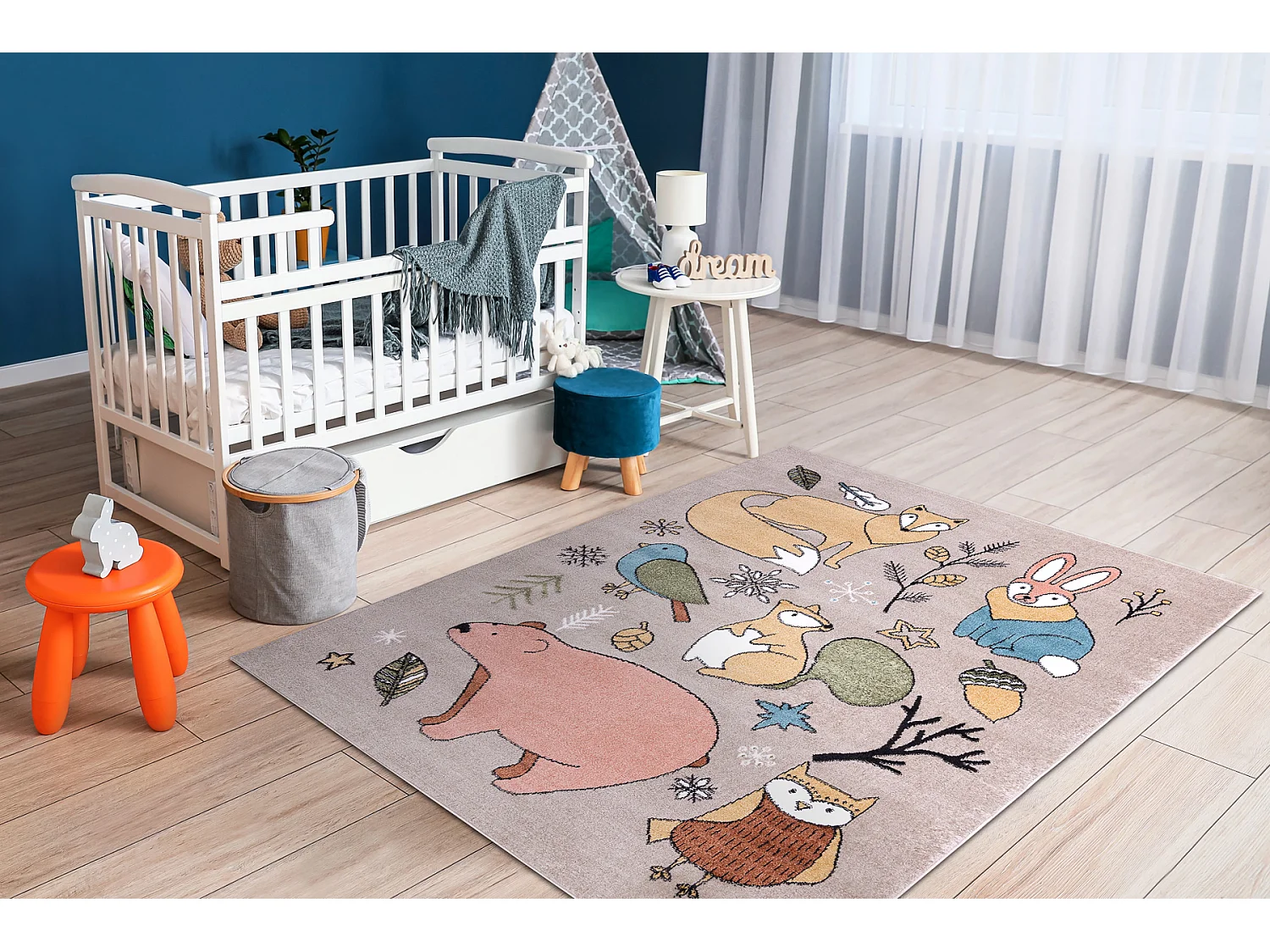 Tapijt FUN Forester voor kinderen, dieren, bos beige 200x290 cm