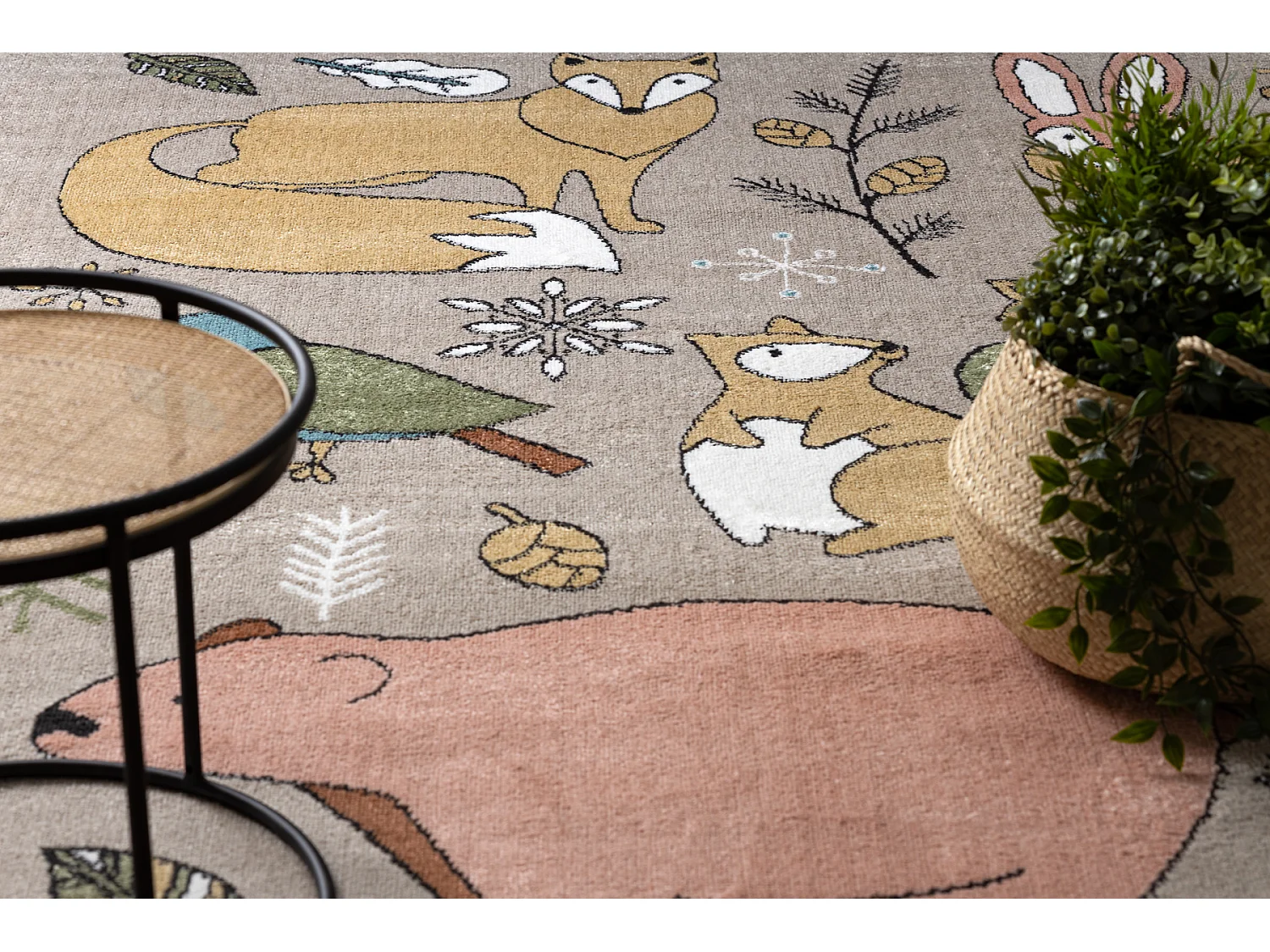 Tapijt FUN Forester voor kinderen, dieren, bos beige 200x290 cm