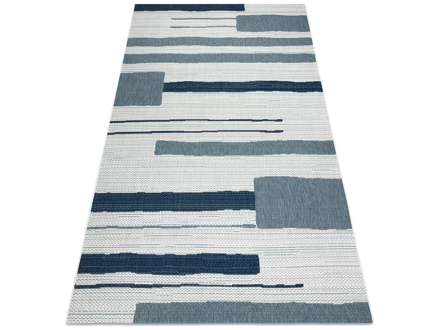 Tapijt Sisal SISAL COLOR 19676369 Lijnen beige / blauw 80x150 cm