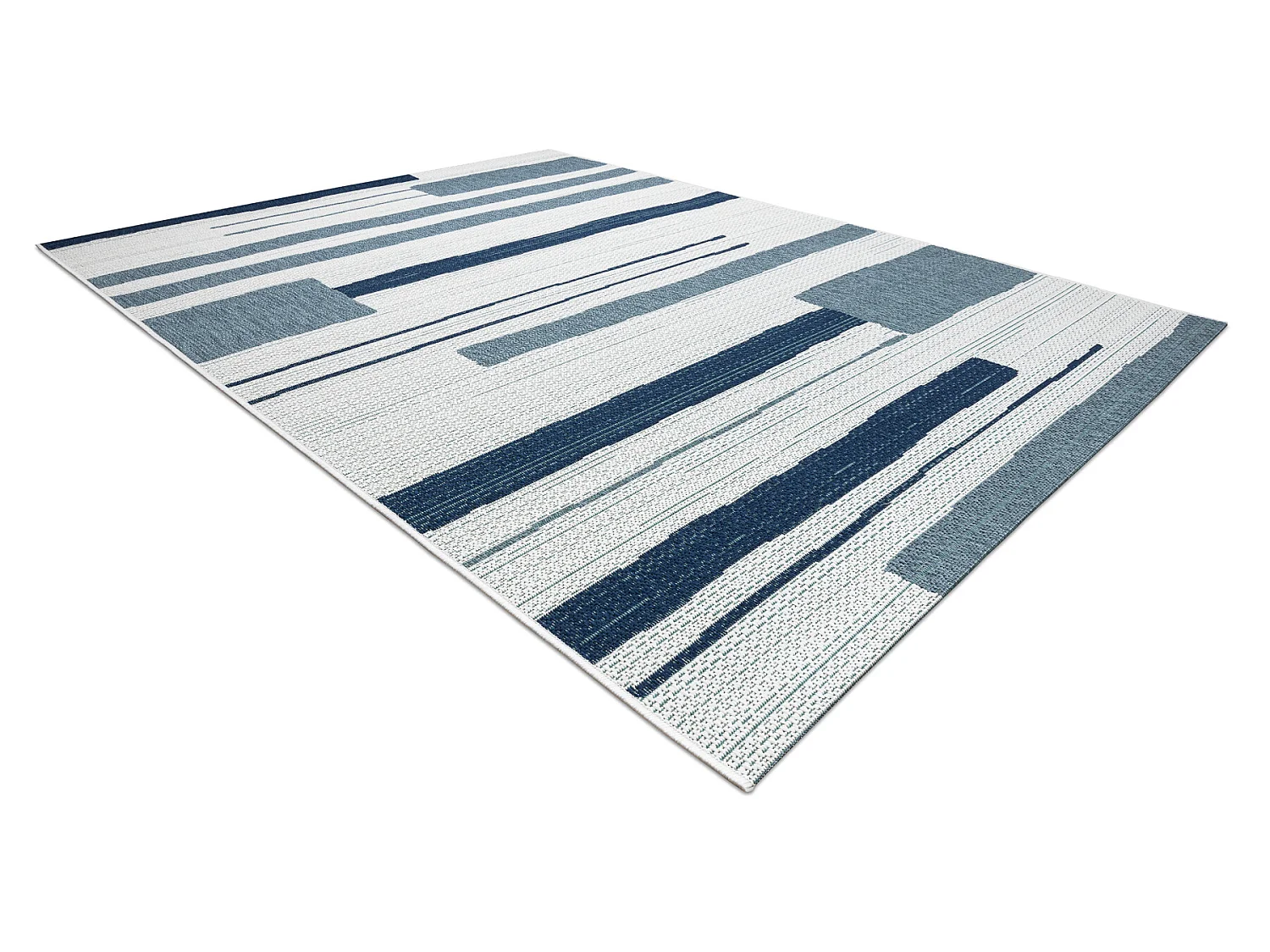 Tapijt Sisal SISAL COLOR 19676369 Lijnen beige / blauw 80x150 cm