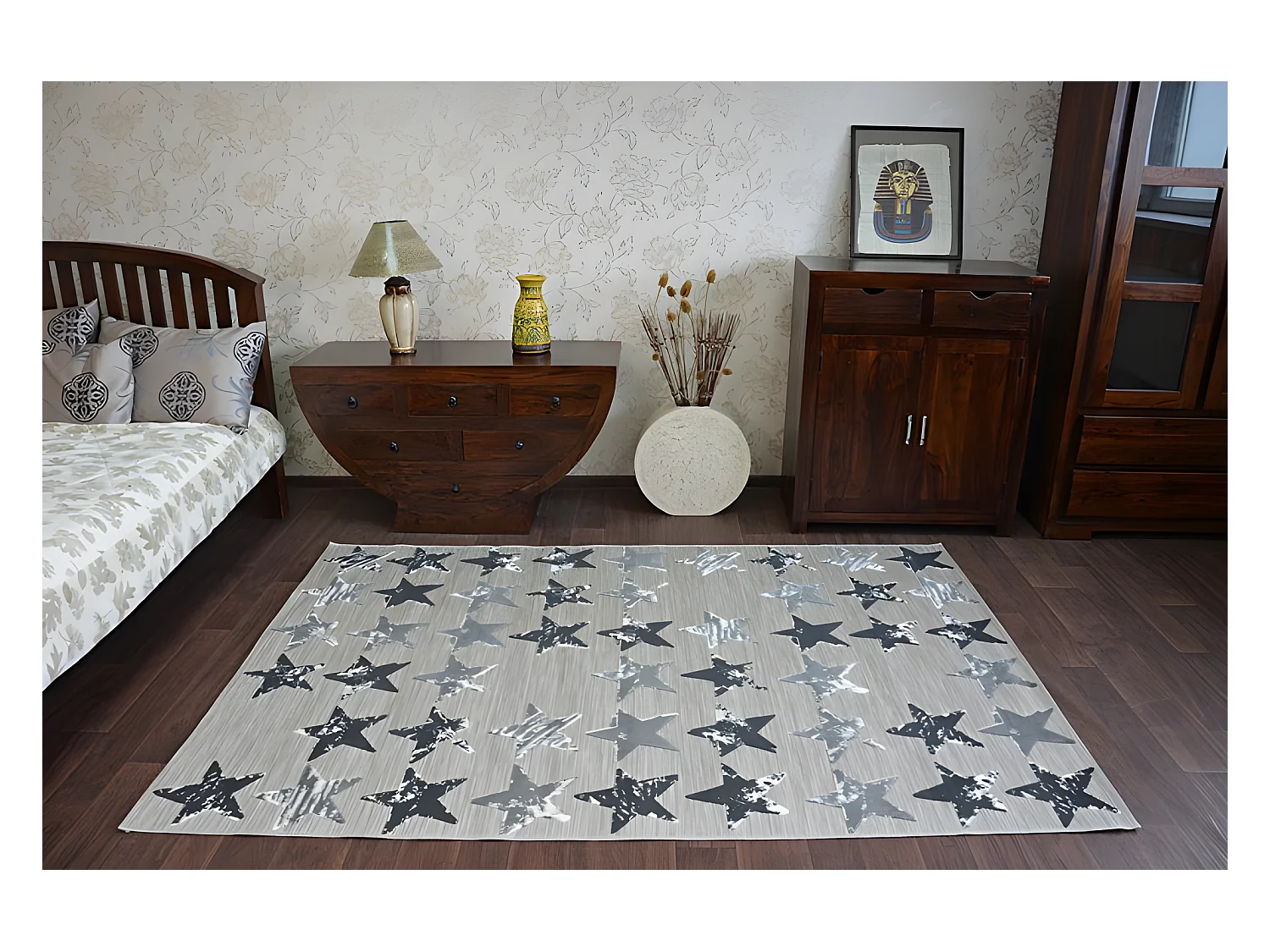 Tapis LISBOA 27219/956 Étoiles Petites étoiles Noir 200x290 cm