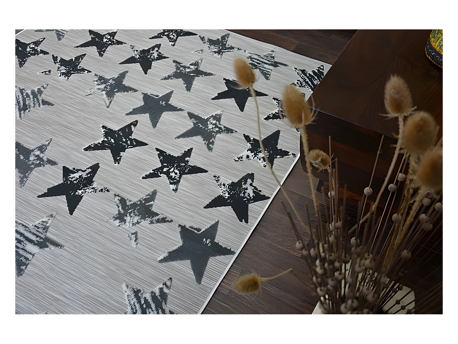 Tapis LISBOA 27219/956 Étoiles Petites étoiles Noir 200x290 cm