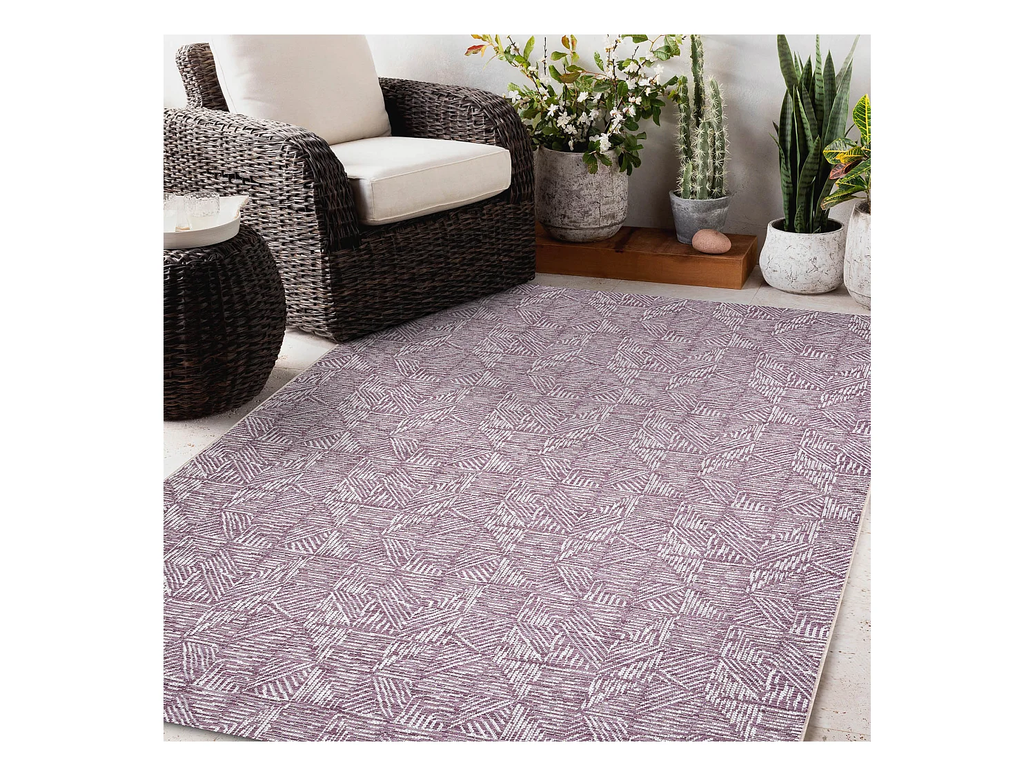 Sisal tapijt SISAL COLOR 47373260 Lijnen, driehoeken, spar - pruim / b 120x170 cm