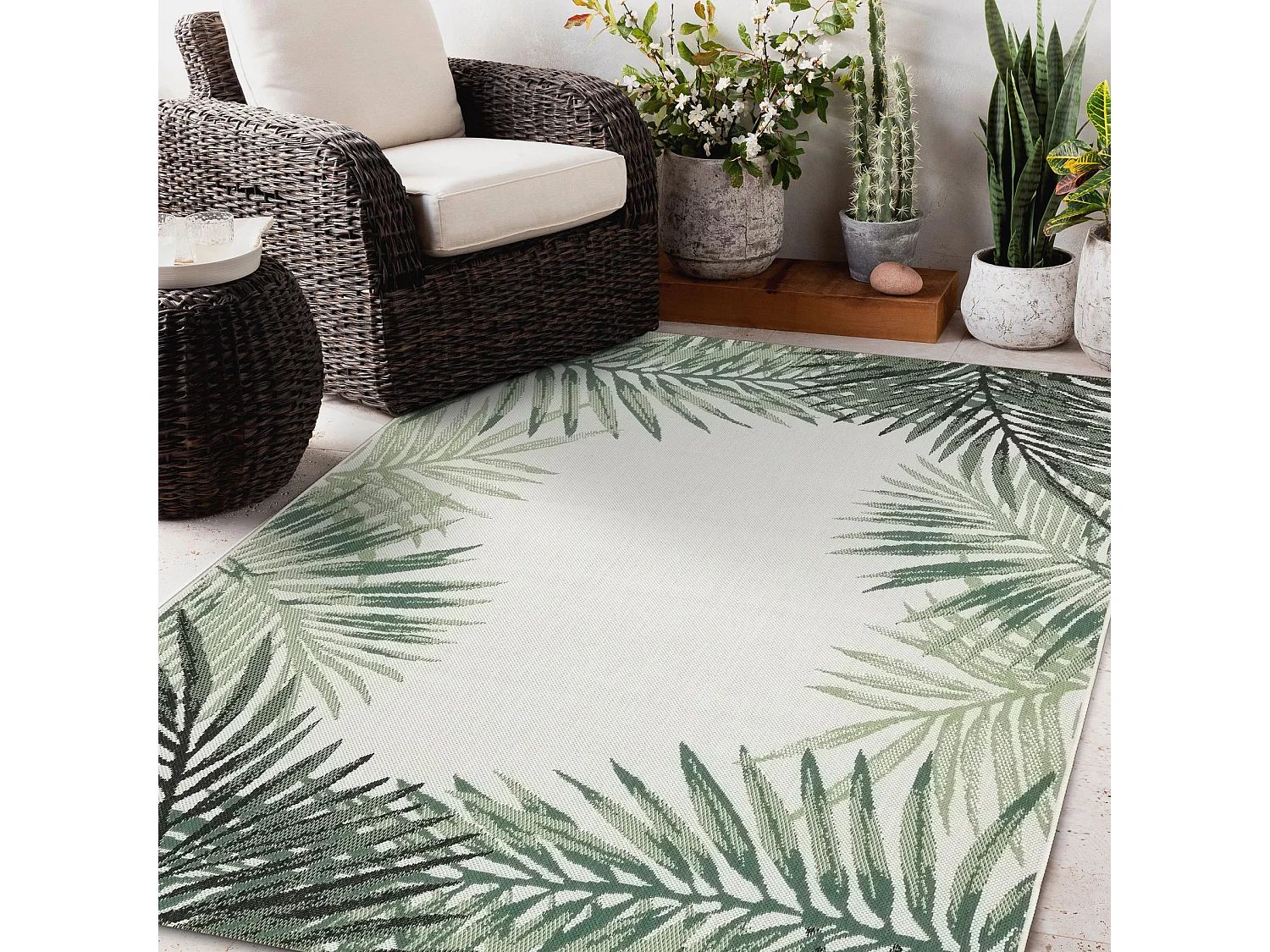 Tapis EN CORDE SIZAL COLOR 19435/062 Feuilles Vert JUNGLE 80x150 cm