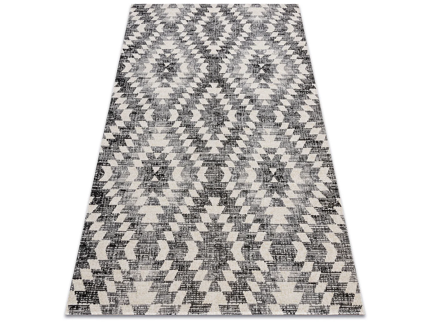 Tapis moderne MUNDO D7461 diamants 3D extérieur gris / beige 140x190 cm