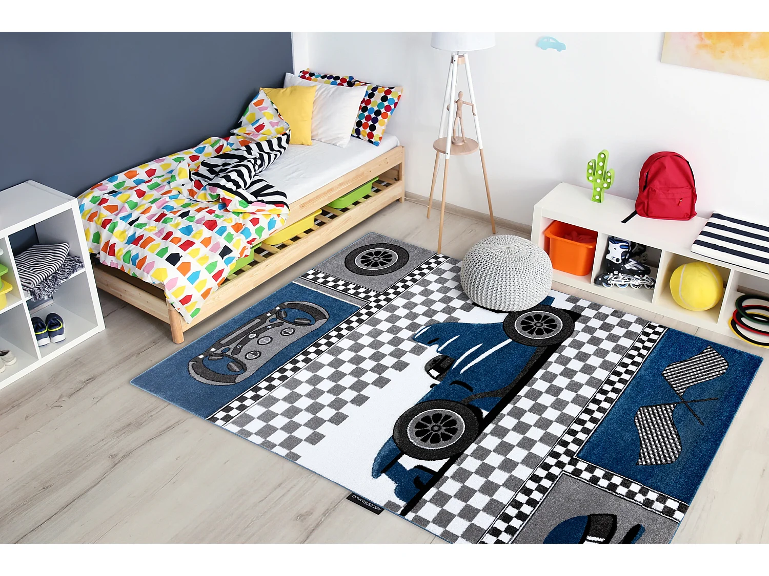 Tapijt PETIT RACE auto FORMULE 1 AUTO blauw 200x290 cm