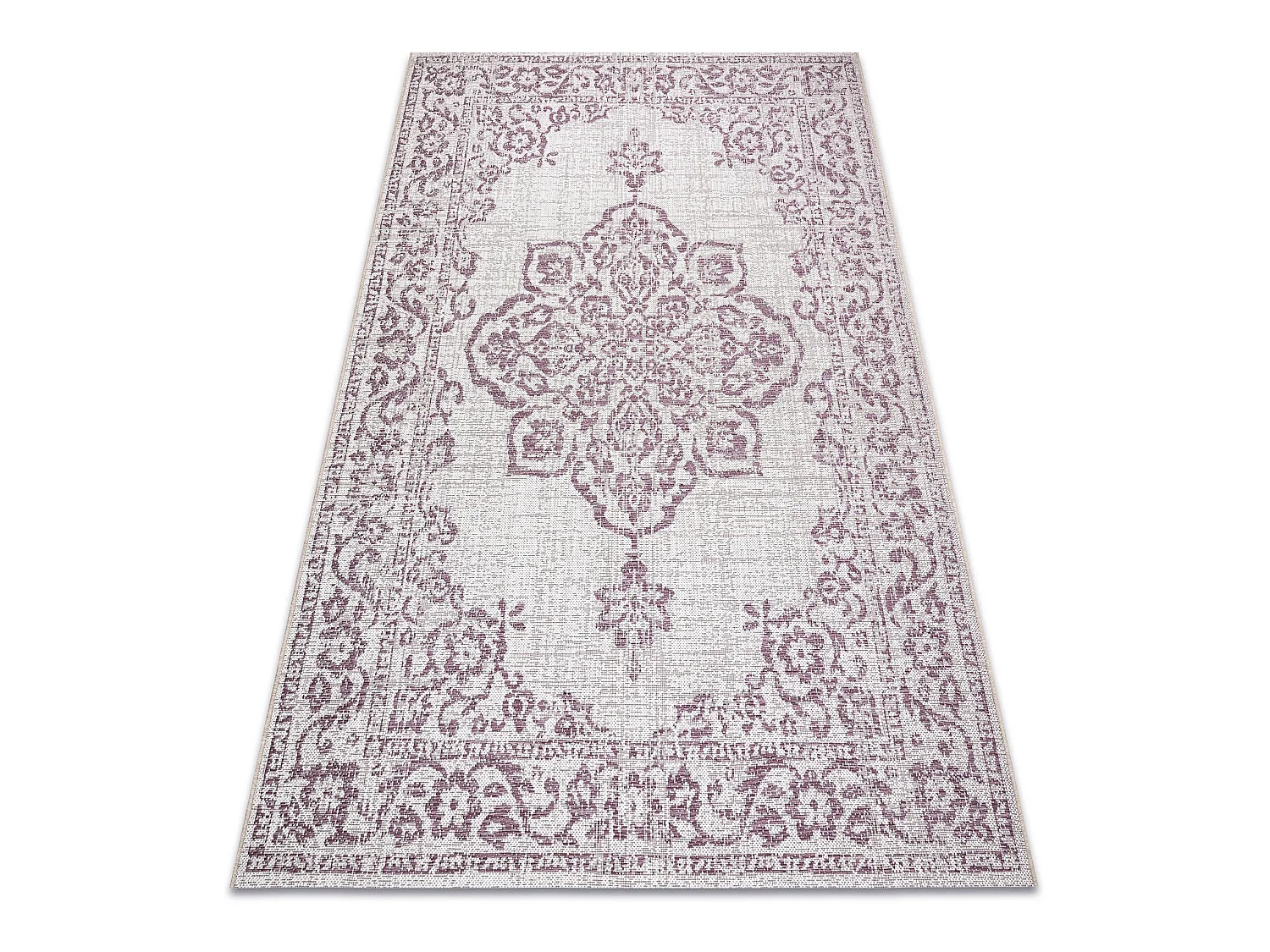 Sisal tapijt SISAL COLOR 47295260 Ornament, kader beige / vuil roze 200x290 cm