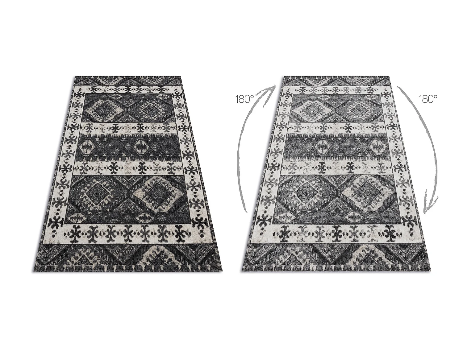 Modern tapijt MUNDO E0651 etnisch outdoor beige / zwart 120x170 cm