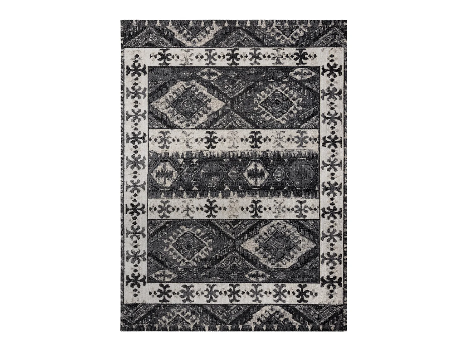 Modern tapijt MUNDO E0651 etnisch outdoor beige / zwart 120x170 cm