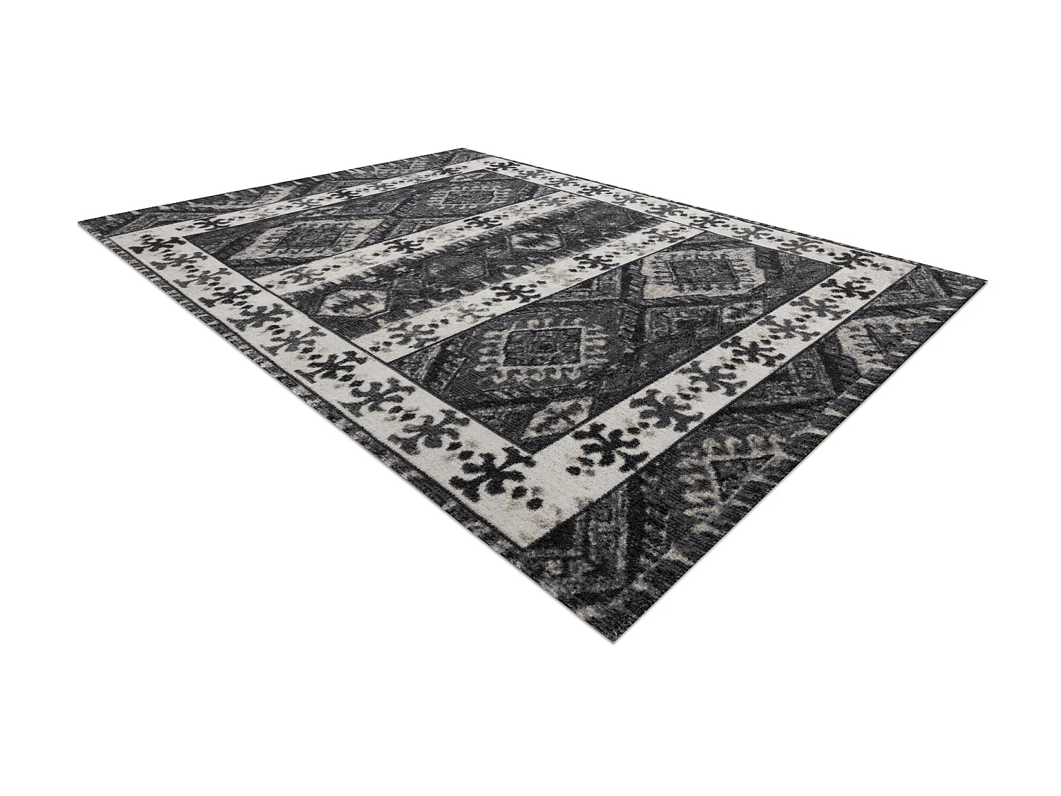 Modern tapijt MUNDO E0651 etnisch outdoor beige / zwart 120x170 cm