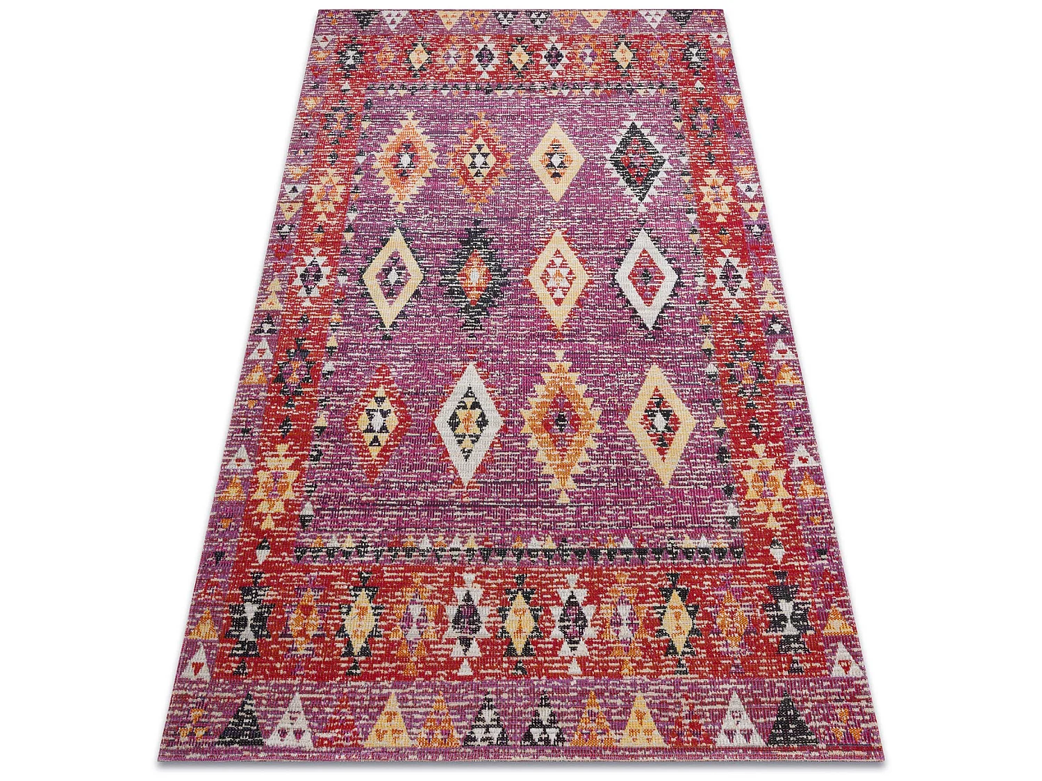 Tapis moderne MUNDO D7701 diamants boho extérieur rose / beige 140x190 cm