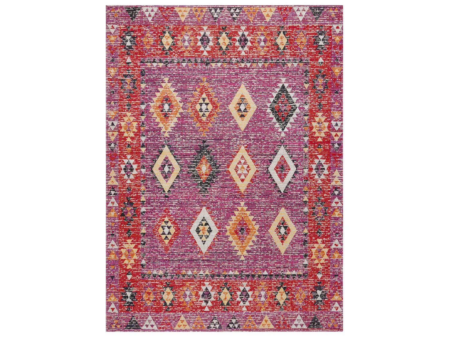 Tapis moderne MUNDO D7701 diamants boho extérieur rose / beige 140x190 cm