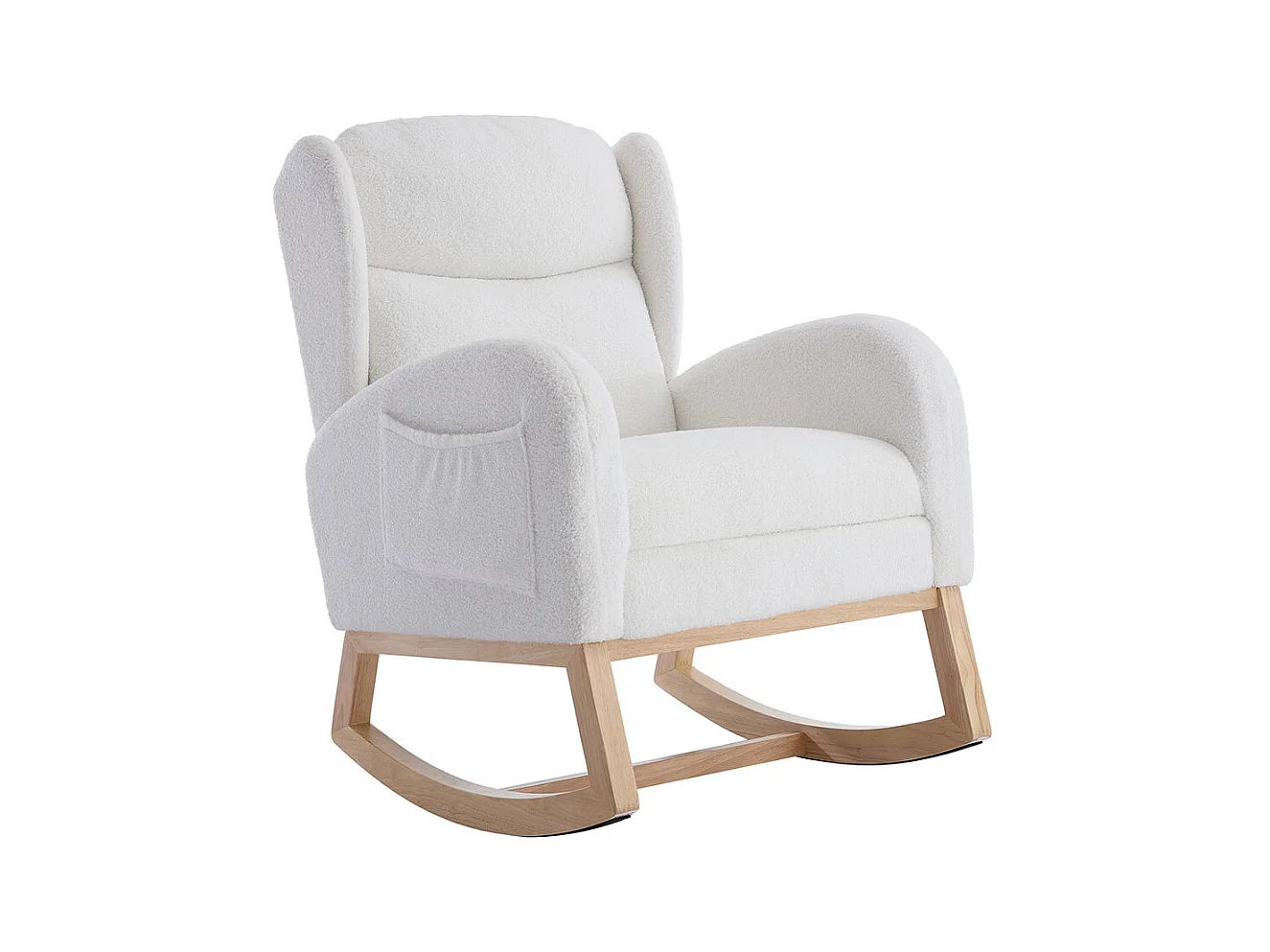 Fauteuil à bascule allaitement lounge structure bois repose-pieds réglable dossier haut Teddy poche appoint chambre salon blanc