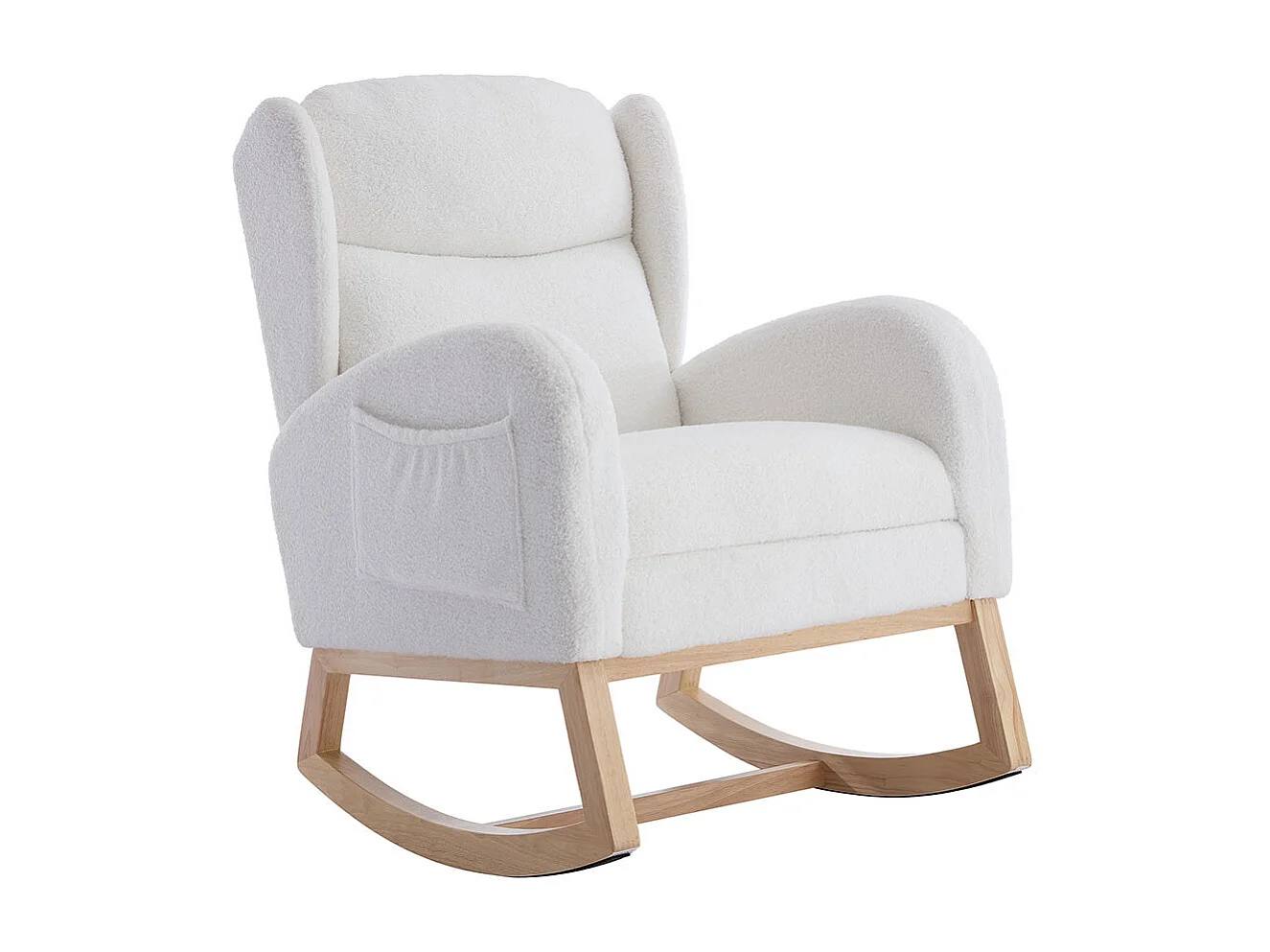 Fauteuil à bascule allaitement lounge structure bois repose-pieds réglable dossier haut Teddy poche appoint chambre salon blanc