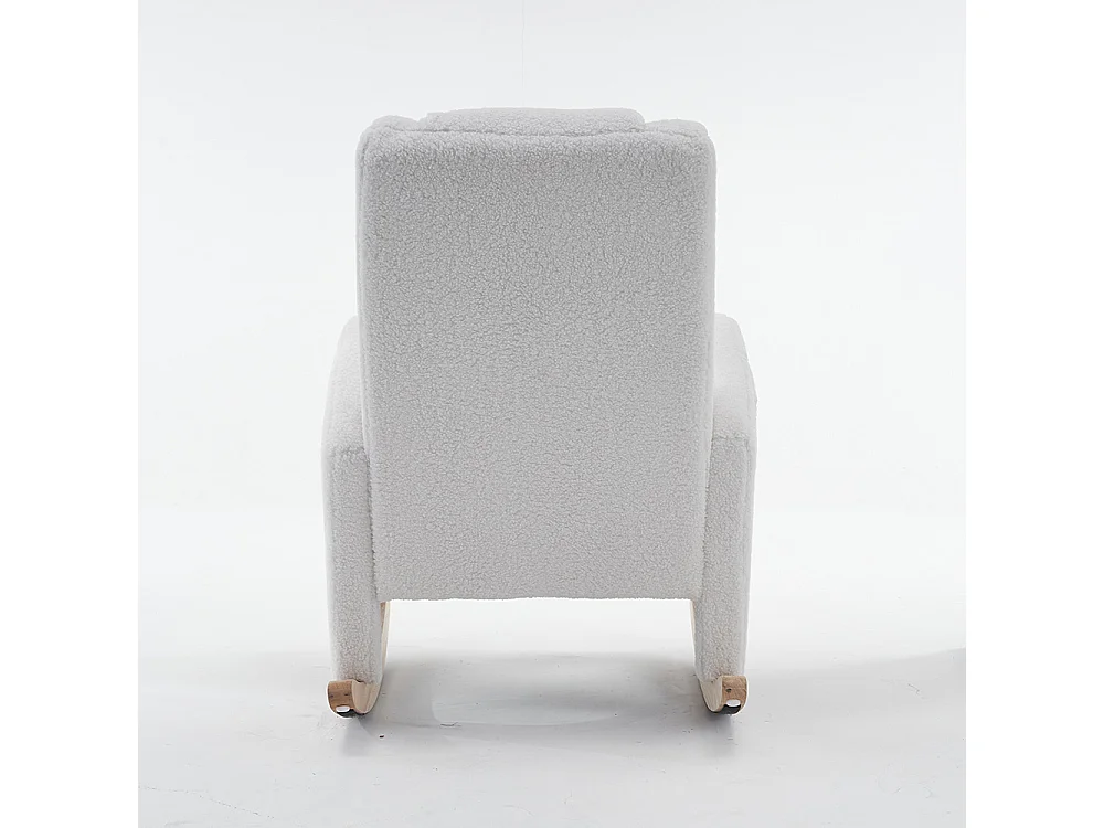 Fauteuil à bascule relax salon accoudoirs rembourré appoint chambre Teddy blanc capacité 110 kg