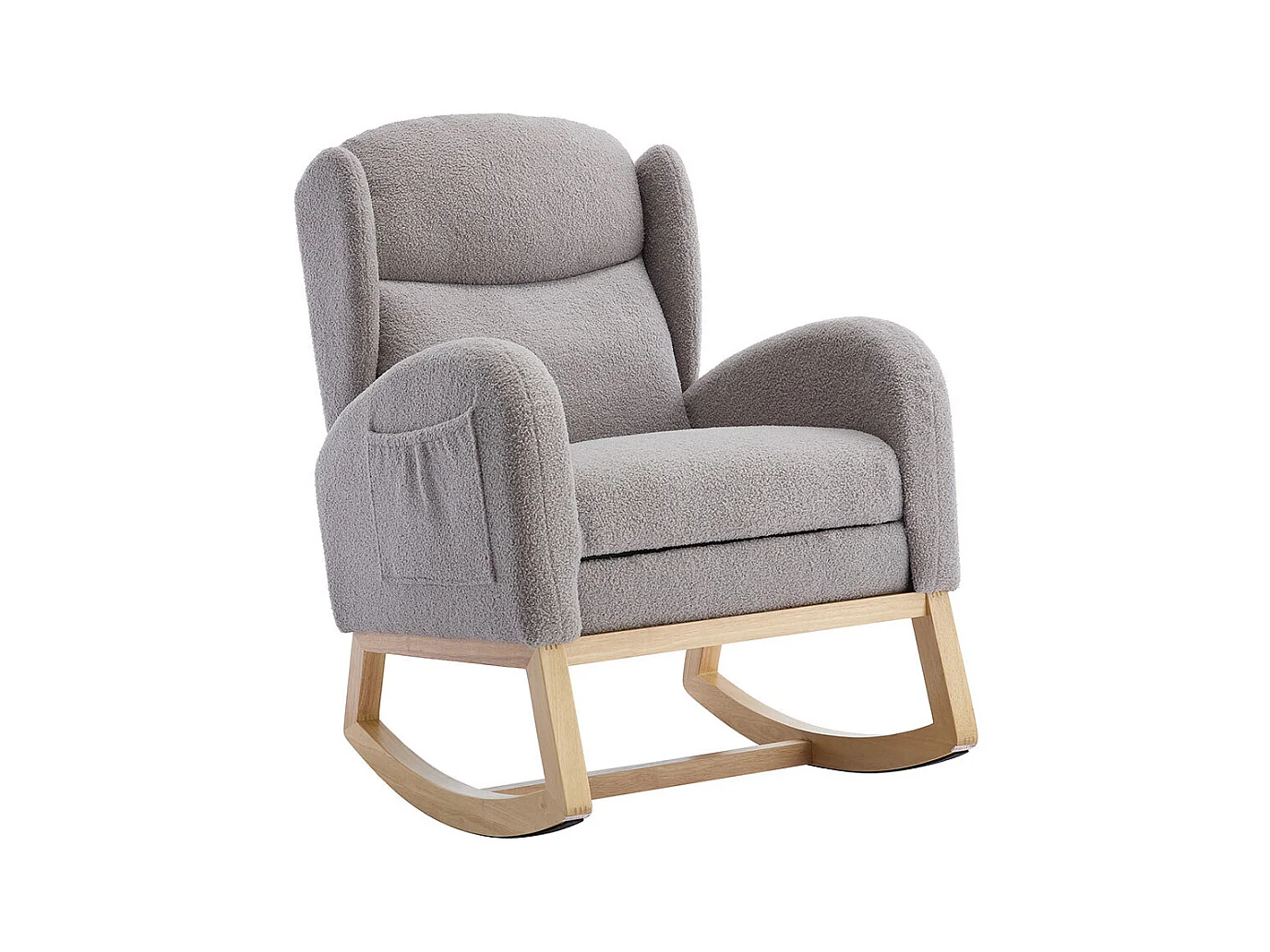 Fauteuil à bascule allaitement lounge structure bois repose-pieds réglable dossier haut Teddy poche appoint chambre salon gris