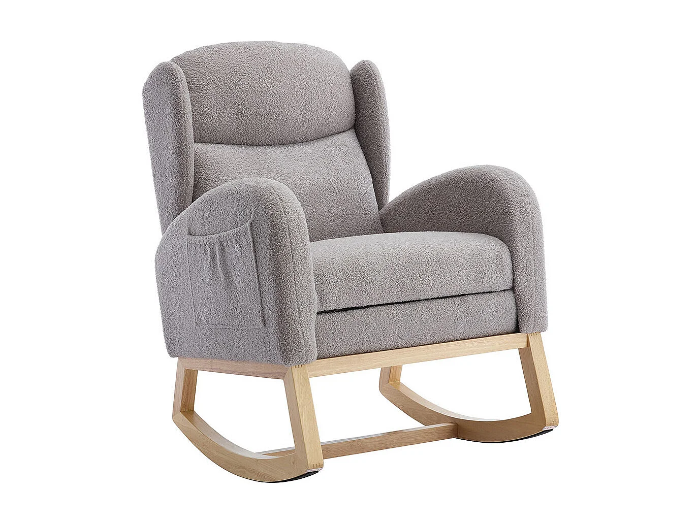Fauteuil à bascule allaitement lounge structure bois repose-pieds réglable dossier haut Teddy poche appoint chambre salon gris