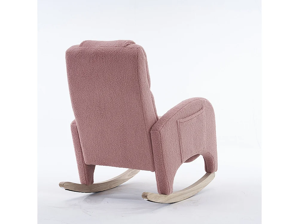 Fauteuil à bascule relax salon accoudoirs rembourré appoint chambre Teddy rose capacité 110 kg