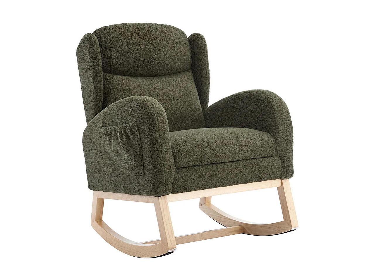 Fauteuil à bascule allaitement lounge structure bois repose-pieds réglable dossier haut Teddy poche appoint chambre salon vert