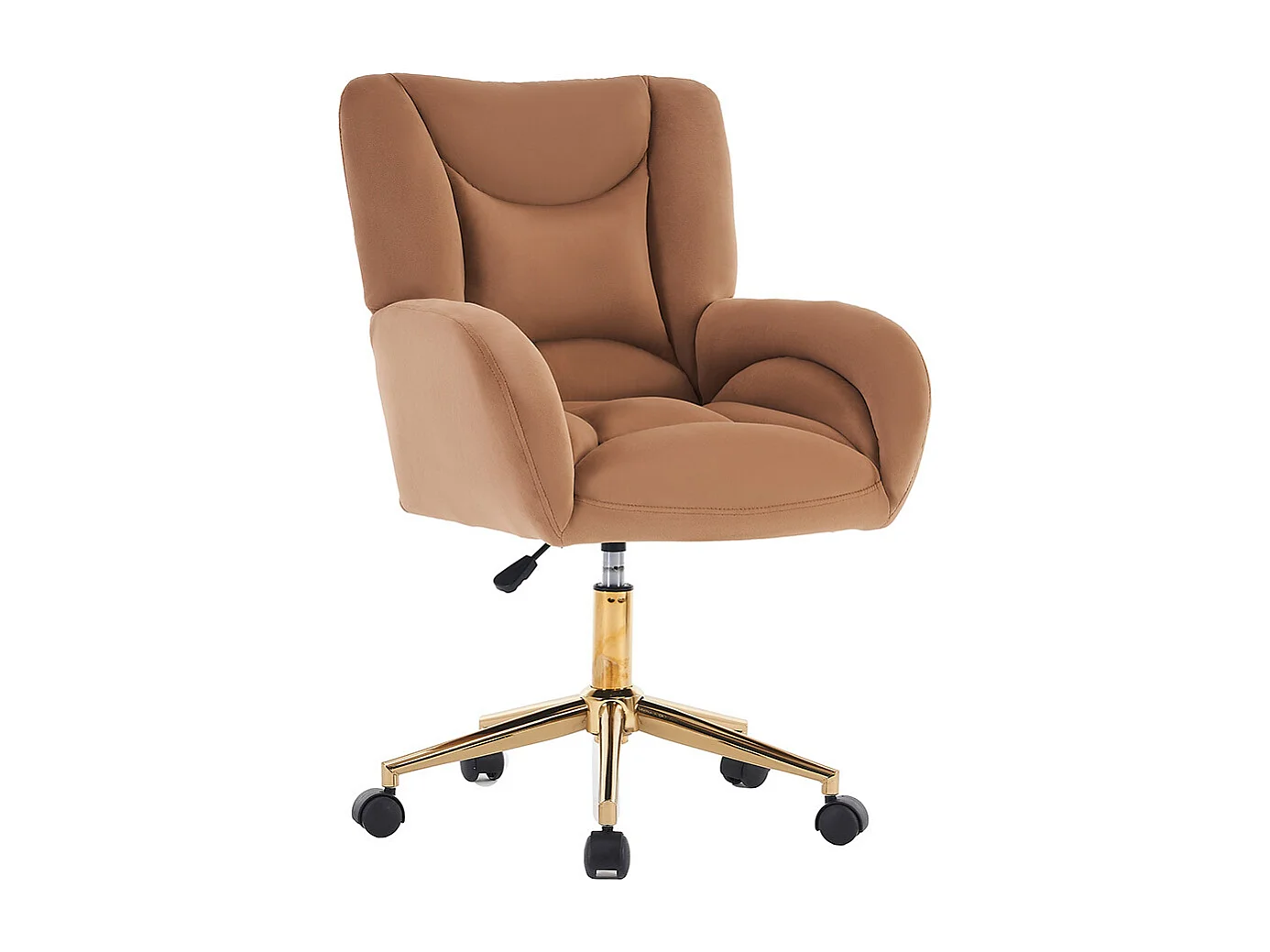 Chaise bureau velours pivotante réglable hauteur bureau domicile pieds dorés marron