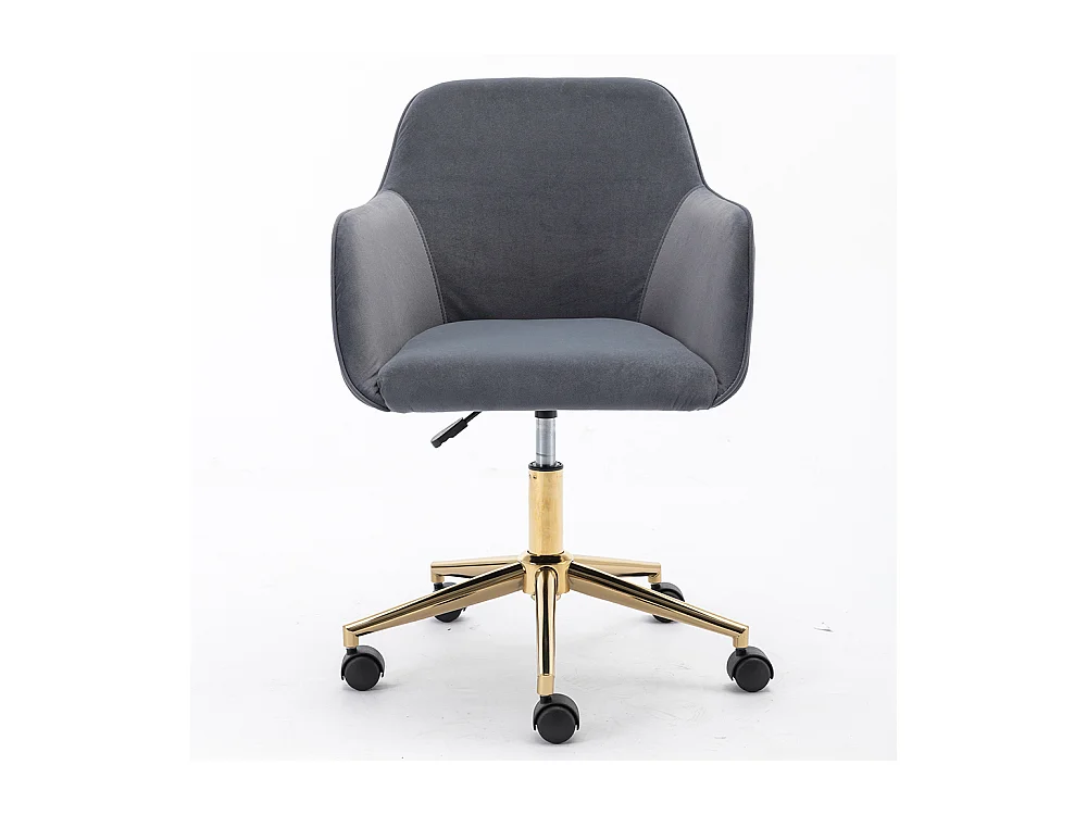 Chaise bureau pivotante réglable hauteur velours bureau intérieur pieds dorés gris