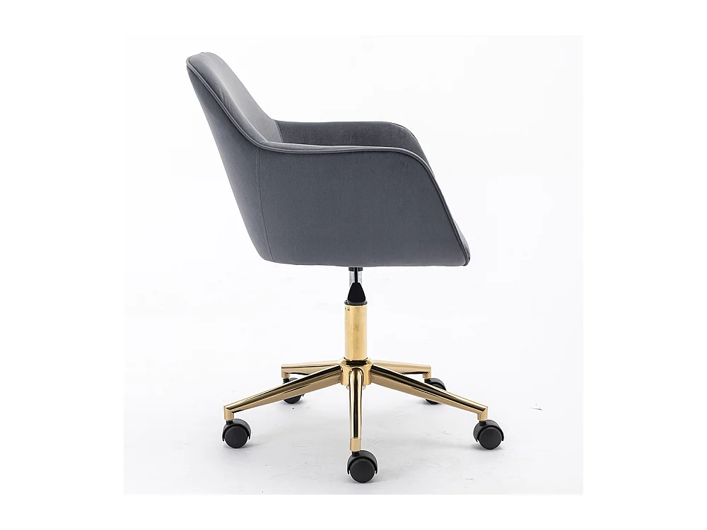Chaise bureau pivotante réglable hauteur velours bureau intérieur pieds dorés gris