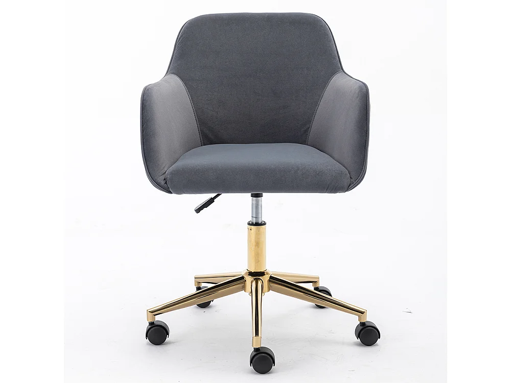 Chaise bureau pivotante réglable hauteur velours bureau intérieur pieds dorés gris
