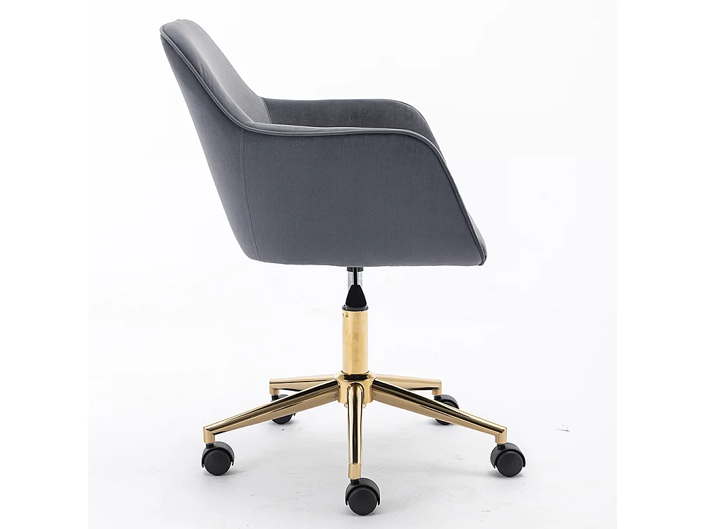 Chaise bureau pivotante réglable hauteur velours bureau intérieur pieds dorés gris