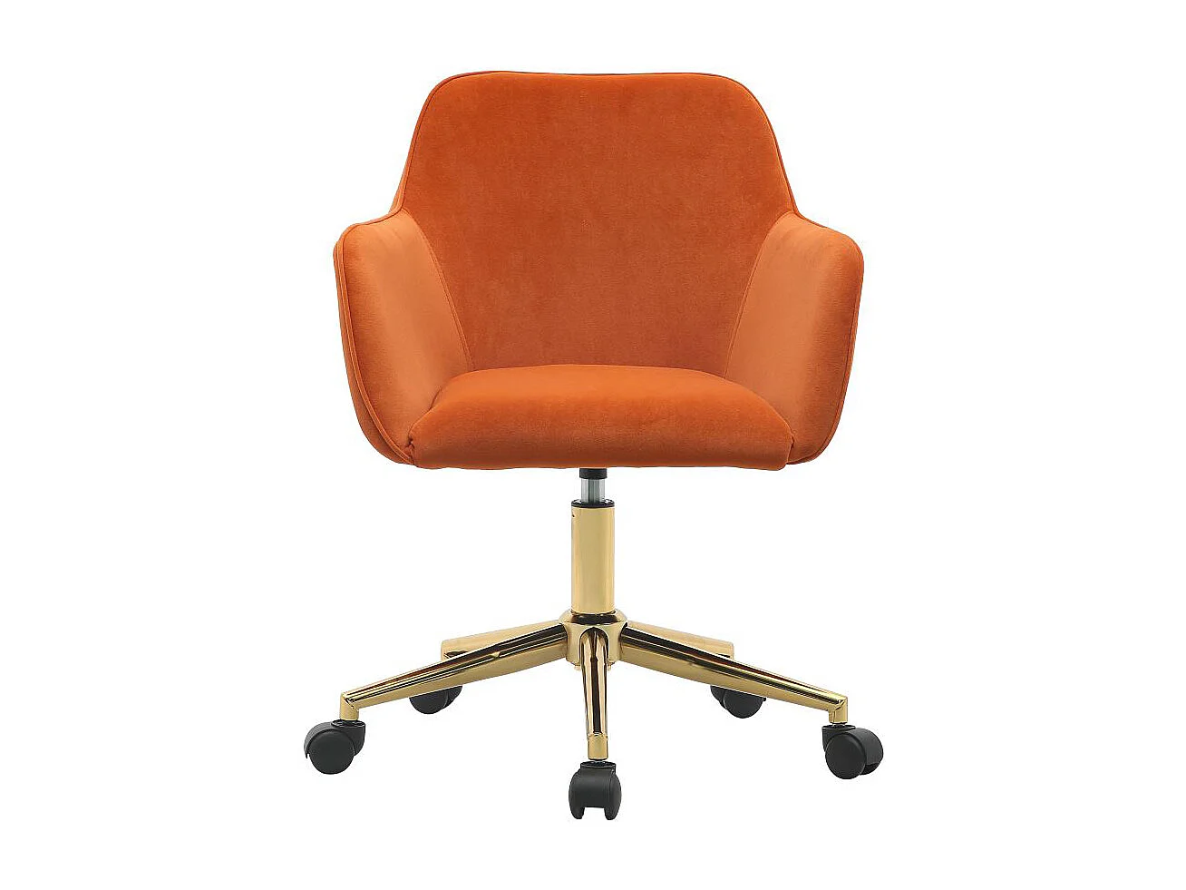Chaise bureau pivotante réglable hauteur velours bureau intérieur pieds dorés orange
